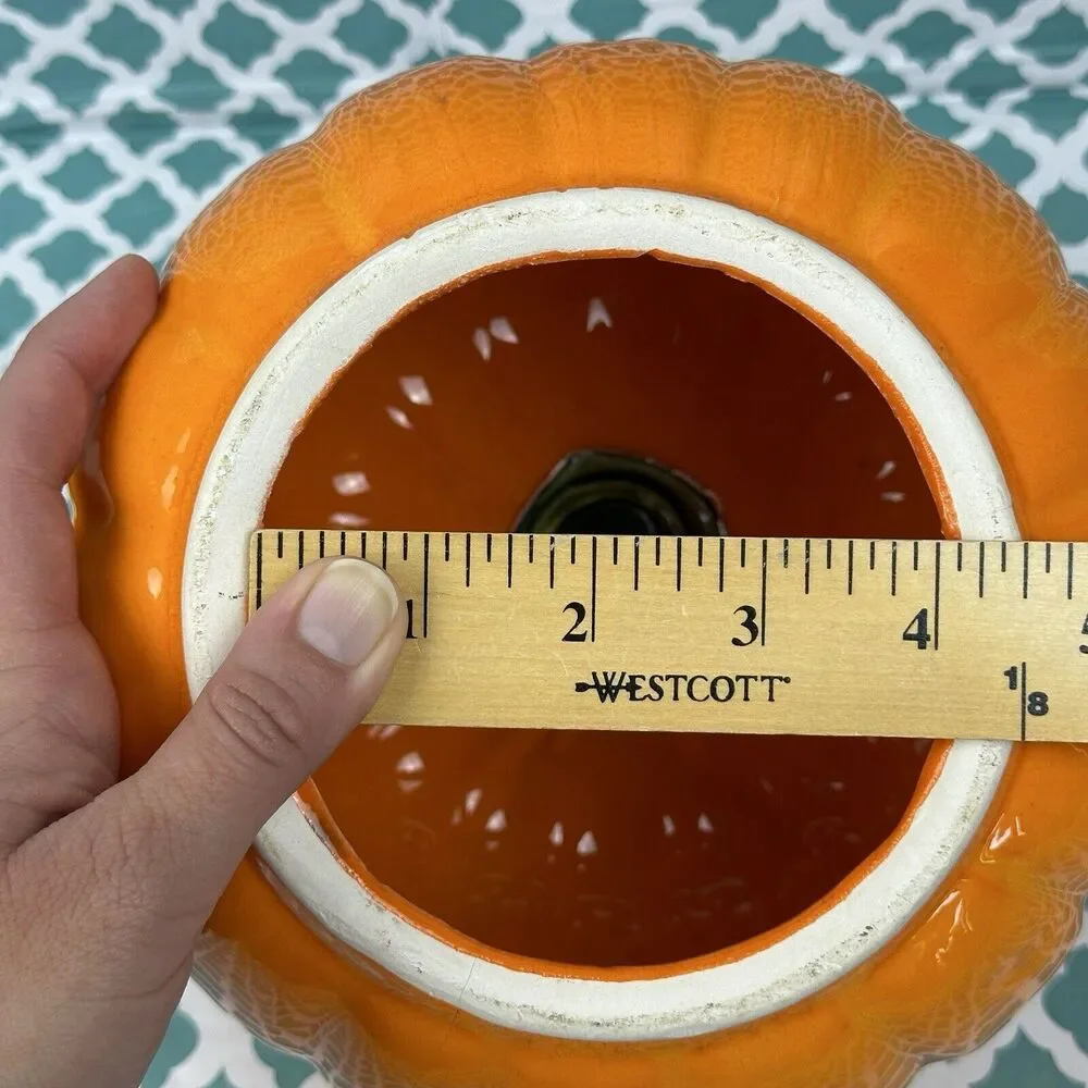 Halloween Ceramic‎ Pumpkin Jack O Lantern Candle Cover Topper Luminary